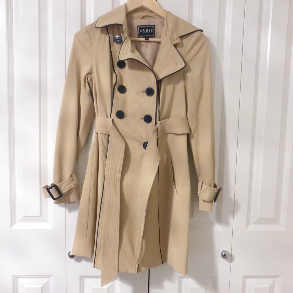 GUESS tan trench coat with removable belt